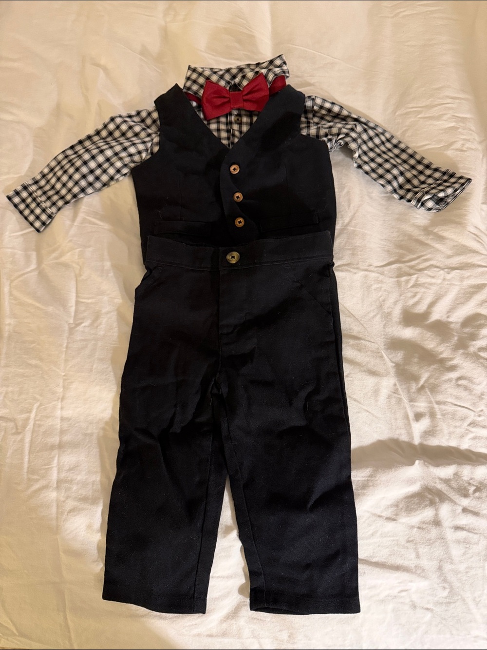 Carter's Just One You Black Dress Pants & Vest Set with Red Bow Tie - NWOT